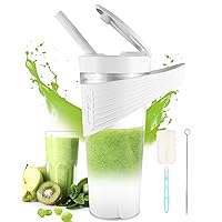 COKUNST Portable Blender for Shakes and Smoothies, BPA-Free USB Rechargeable 16oz Personal Blender Portable, Powerful Portable Blender Bottles with Straw Portable Blender Cup - White