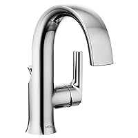 Moen Doux Chrome Collection One-Handle High Arc Laminar Stream Bathroom Faucet, Modern Bathroom Sink Faucet, S6910