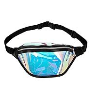 Women Shiny Holographic PVC Waist Packs Portable Travel Beach Bum Bag Black