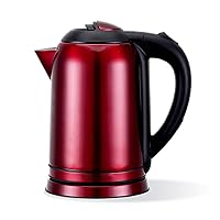 Kettles,Brushed Stainless Steel Kettle, Double Wall Tea Kettle with 2000W Fast Boiliheater, with Auto Shut-Off Boil Dry Protection 1L/Red/a
