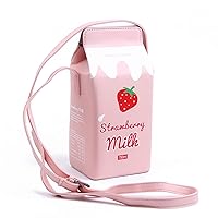 Fruits Banana Strawberry Milk Box Cross Body Purse Bag Women Phone Wallet Shoulder Bags