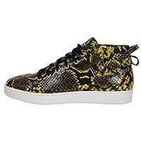 Peppe Limonne - Handmade Italian Mens Color Yellow Fashion Sneakers Casual Shoes - Cowhide Embossed Leather - Lace-Up