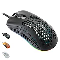 D10 RGB Lightweight Gaming Mouse Honeycomb Mouse PMW3325 10000DPI Optical Sensor, with Lightweight Honeycomb Shell Ultralight Ultraweave Cable for Laptop PC Xbox PS4 Switch Gamer(65G)-Black