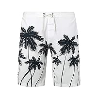 Mens Hawaiian Flower Beach Shorts Casual Lightweight Drawstring Shorts Summer Holiday Trendy Cropped Trousers Capris
