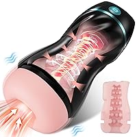Automatic Sucking Male Masturbators - Upgraded 7 Vibration & Suction Hands Free Male Stroker with 3D Realistic Textured, Blowjob Toy Mens Masturbators Adult Male Sex Toys for Men (Z-Flash)