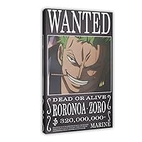 EKoKim Roronoa Zoro Classic Wanted Poster 2 Canvas Poster Bedroom Decor Sports Landscape Office Room Decor Gift Frame: Frame:12x18inch(30x45cm)