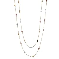 Diamond and Multi Color Gemstone Chain Necklace 32