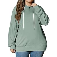 Plus Size Sweatshirts for Women Fleece Hoodie Crew Neck Midweight Hooded Lightweight Sweatshirt Long Sleeve Sweater