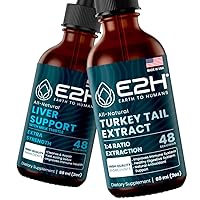 E2H: Liver Support Supplement and Turkey Tail Mushroom Extract | Vegan, Non-GMO - 2 Fl Oz Each (4 Fl Oz Total) - Bundle