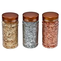 Gold Foil Flakes Imitation Gold Metallic Leaf for Nail Art Painting Gold Silver Rose Gold 3 Bottles Home Decoration