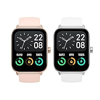 2 Packs Smart Watch for Women with Alexa, Bluetooth Call & Receive Text, 1.8Inches Smartwatch (Pink and White)