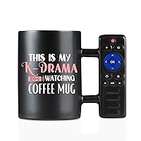 Onebttl Korean Gifts Funny Coffee Mug with Controller, This is My K Drama Watching Coffee Mug, Novelty Cup 13.5oz/400ml for K-Drama Lovers, Friends, Coworkers
