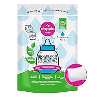 DAPPLE Baby Dishwasher Pacs, Fragrance Free Dishwasher Pods, Plant Based, Hypoallergenic, 25 Count