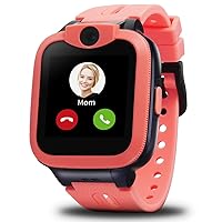 Trackino KW2 Smart Watch for Kids Safe Cell Phone and GPS Tracker Watch, Calling & Voice Message Chat, SIM Card Included, SOS Button & Safety Features, Parental Controls (Pink)