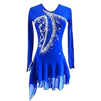 LIUHUO Blue Ice Figure Skating Dress for Girls Women Backless Long-Sleeved Beaded Dresses…