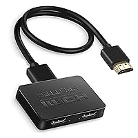 HDMI Splitter 1 in 2 Out【with 4ft HDMI Cable 】 4K HDMI Splitter for Dual Monitors Duplicate/Mirror Only, 1x2 HDMI Splitter 1 to 2 Amplifier for Full HD 1080P 3D, 1 Source onto 2 Displays