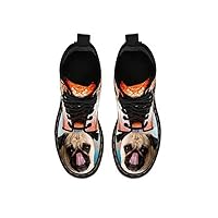Artist Unknown Cute Pug Double Side Print Boots for Men