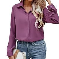 Blouse Women Fashion Shirt Loose V-Neck Chiffon Tops Solid OL Long Sleeve Blouses Large Size
