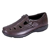 Annette Women's Wide Width Leather Loafers with Adjustable Buckle Fastener Strap