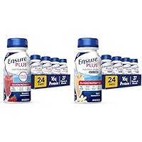Plus Nutrition Shake with 16 Grams of Protein & Ensure Plus Liquid Nutrition Shake with Fiber, 16 Grams of Protein, Vanilla, 8 Fl Oz Bottle (Pack of 24)