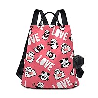 ALAZA Cute Funny Panda Love Heart Pink Backpack Purse for Women Anti Theft Fashion Back Pack Shoulder Bag