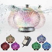 Essential Oil Diffuser, Aromatherapy Ultrasonic Cool Mist Humidifier, 3D Effect Night Light with 7 Color Changing LEDs, Waterless Auto-Off, Timer Setting (Round)