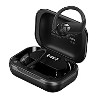 TRANYA X1 Wireless Earbuds Bluetooth Headphones 66Hrs Playtime with Wireless Charging Case & LED Display, Over-Ear Waterproof Earphones with Earhook, Headset with 4-Mic for Sports Workout Black