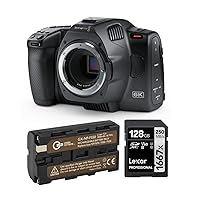 Blackmagic Design Pocket Cinema Camera 6K G2 Bundle with 128GB SDXC Memory Card, Green Extreme Rechargeable Lithium-Ion Battery Pack