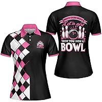 Zhamlixes Store Personalized Funny Bowling All Over Print Women Polo Shirt S-5XL, Bowling Polo Shirts for Women