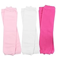 juDanzy 3 Pair Baby Girl Leg Warmers Solid Hot Pink, Solid White and Pink