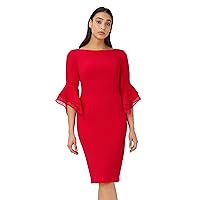 Adrianna Papell Women's Knit Crepe Tiered Sleeve Dress