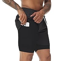 Muscle Killer Men's 2 in 1 Running Shorts Quick Dry Gym Athletic Shorts with Liner Workout Short for Men with Pockets