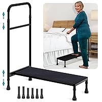 Bed Step Stool with Handle for Elderly, Bedside Step Stools for High Beds with Adjustable Height, Heavy Duty Adjustable Bedroom Stepping Stool with Handrails for Bedside, Step, SUV, Bath