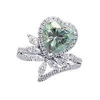 Epinki Rings for Women Simple, 14K White Gold Ring Flower 3ct Gemstone with 1.07ct Moissanite Engagement Wedding Band