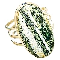 Ana Silver Co Large Green Swiss Opal Ring Size 12 (925 Sterling Silver) - Handmade Jewelry, Bohemian, Vintage RING116090