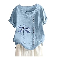 Plus Size Tops for Women,Casual Lightweight Summer Short Sleeve Shirt Fashion Printed Loose T Shirts Tees Blouse
