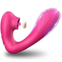 Clitoral G-Spot Dildo Vibrator with 5 Licking & 5 Intense Vibration Modes, 2 in 1 Nipple Massager Clit Anal Stimulator Anal Butt Plug, Adult Anal Sex Toys for Women Couple Pleasure…