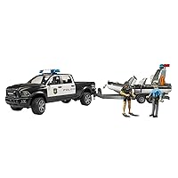 Bruder RAM 2500 Police Pickup with L + S Module Trailer, Boat and 2 Figures
