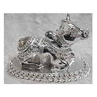 Nandi Bull in Pure 925 Silver / Nandi Statue in Silver / Lord Shiva Companion Hindu Religion Animal Sculpture (55 Grams)