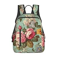 Laptop Backpack 14.7 Inch with Compartment Vintage Floral Flowers Laptop Bag Lightweight Casual Daypack for Travel