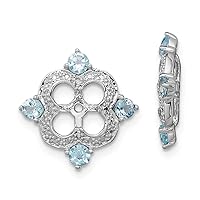 925 Sterling Silver Diamond and Swiss Blue Topaz Earrings Jacket Measures 11x11mm Wide Jewelry for Women