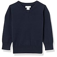 Amazon Essentials Boys and Toddlers' Uniform Cotton V-Neck Sweater