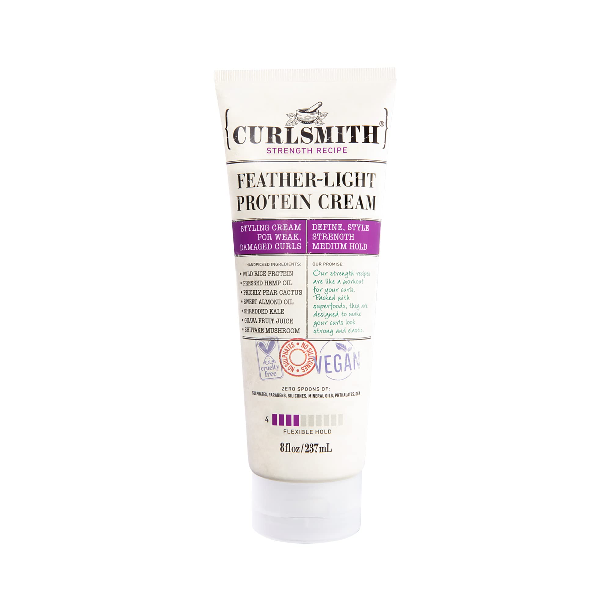 CURLSMITH - Feather-Light Protein Cream, Hair Styling Cream for Weak, Damaged Curls, Medium Hold (8 fl oz)