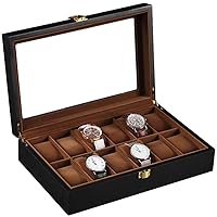 Watch Box Watch Box For Men 12 Slot Display Case Large Holder Metal Buckle Black Watch Organizer Collection (Color : Black Size : S)