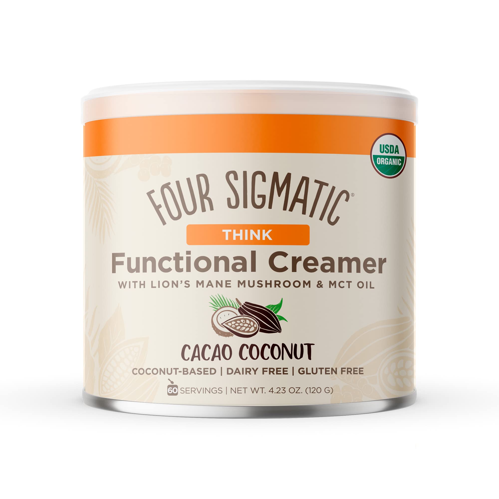Think Functional Creamer by Four Sigmatic with MCT Oil & Lion's Mane Cacao Coconut - Can