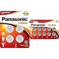 Panasonic CR1632 and CR2032 3.0 Volt Long Lasting Lithium Coin Cell Batteries Bundle | Standards Based Packaging