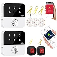 WiFi Smart Life Wireless Caregiver Pager Life Alert System SOS Call Buttons for Seniors Patient Disabled Elderly 5 Panic Emergency Buttons Receivesr(only Supports 2.4GHz Wi-Fi)