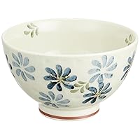 浜陶 Hama Pottery Hasami Ware Shigeyama Pottery Rice Bowl, Large Flower Garden 211614, Beige
