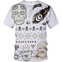 Men's Trippy Novelty Colorful Skull 3D Printing Shirt Magic Mysterious Tee Top Anime Funny Short Sleeve