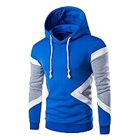 Men's Colorblock Hoodies Athletic Drawstring Pullover Tops Hipster Hooded Sweatshirt Workout Jogging Clothes Shirt